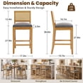 thumbnail image 7 of Bar Stools Sets of 2, LEGAHOME 28" Bar Height Bar Stools, Farmhouse Linen Upholstered Bar Stools with Cane Back, Wood Bar Chairs for Kitchen Island Dining Room, Suitable for 40"-42" Table, Gray, 7 of 7