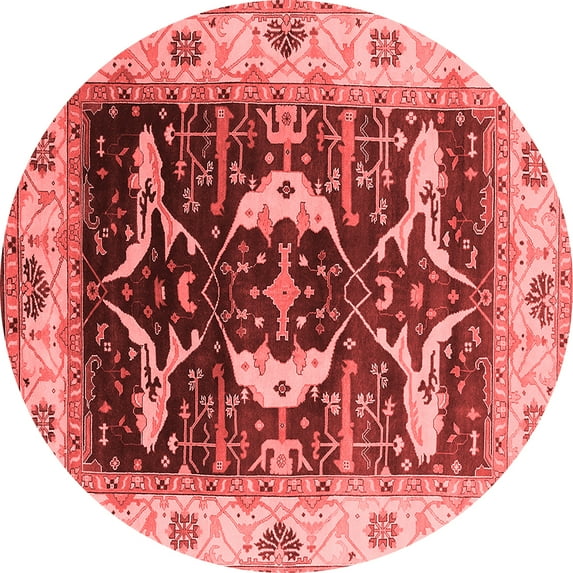 Ahgly Company Indoor Round Oriental Red Industrial Area Rugs, 7' Round
