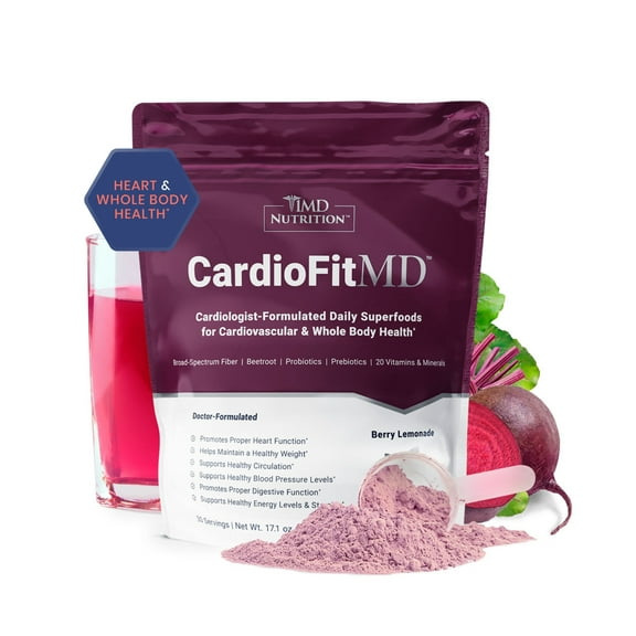 1MD Nutrition CardioFitMD for Cardiovascular & Whole-Body Health | with Beetroot Powder & Fiber | 30 Servings