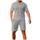 thumbnail image 1 of Conjunto Corto de Hombres, Moda Casual Color Sólido Manga Corta Cordón de Solapa Elástico Conjunto de Cintura, 1 of 7