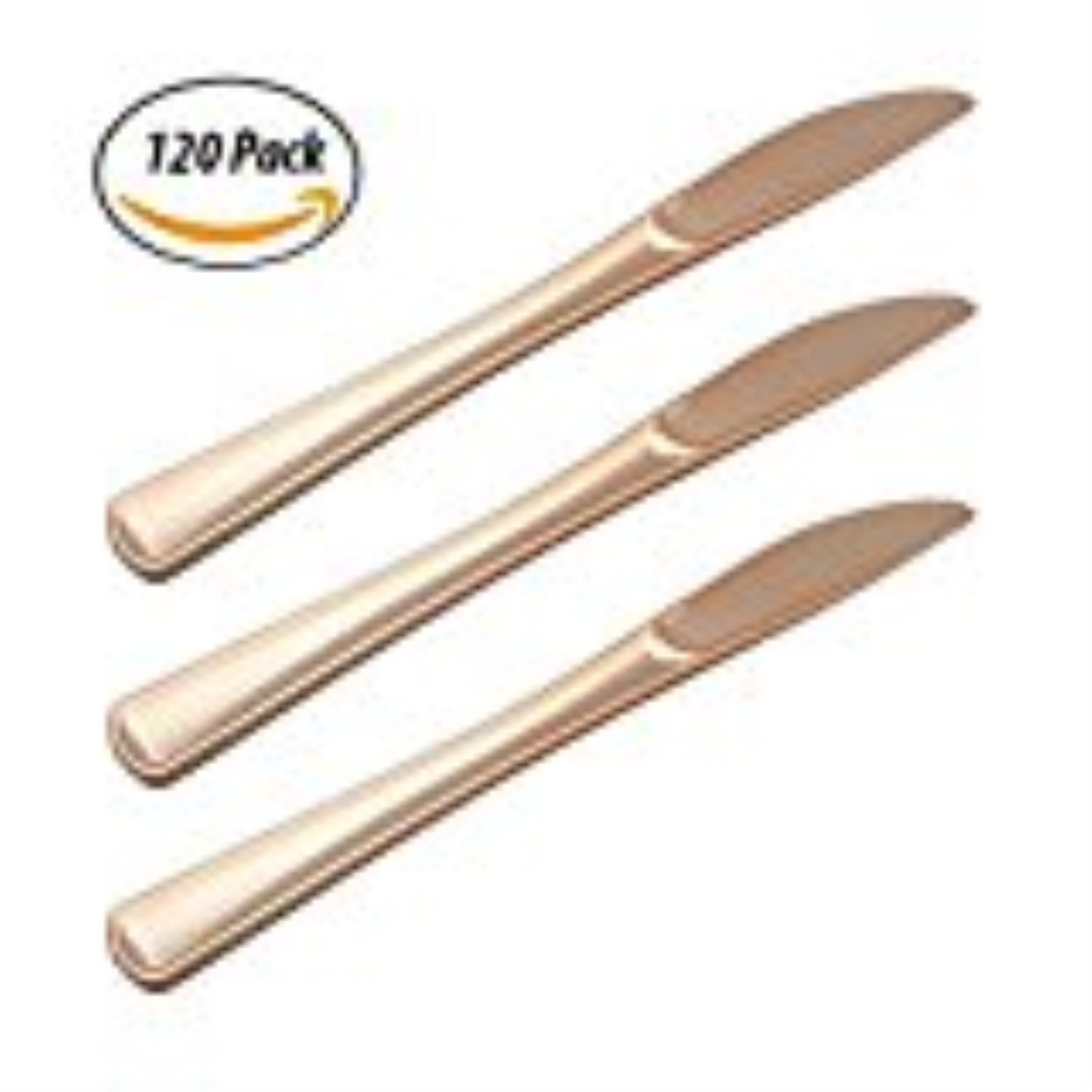 Exquisite Premium Rose Gold Plastic Silverware - Heavy Duty - Bulk Cutlery 120 Rose Gold Plastic ...