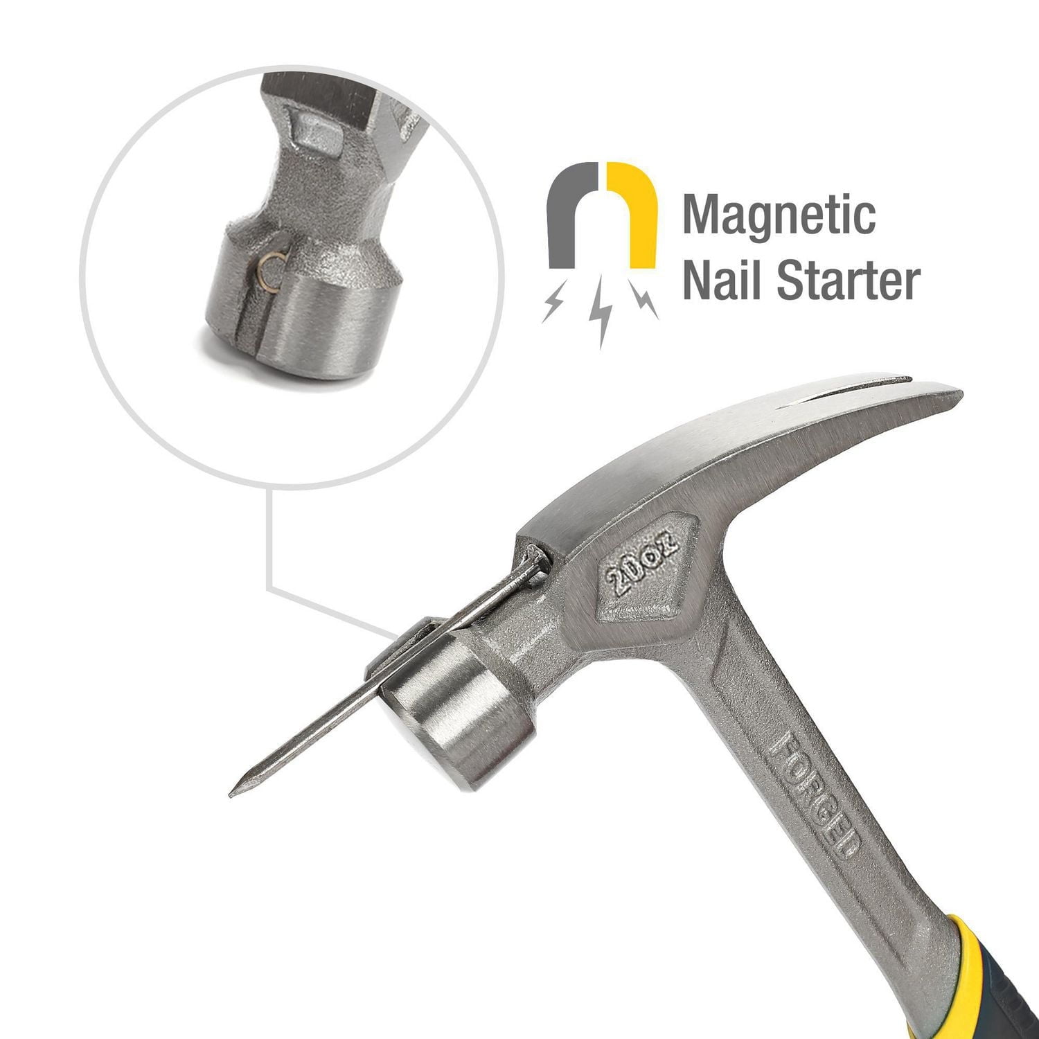 WorkPro 20 Oz Marteau monobloc à griffe forgée avec poignée anti-choc Poignée anti-choc