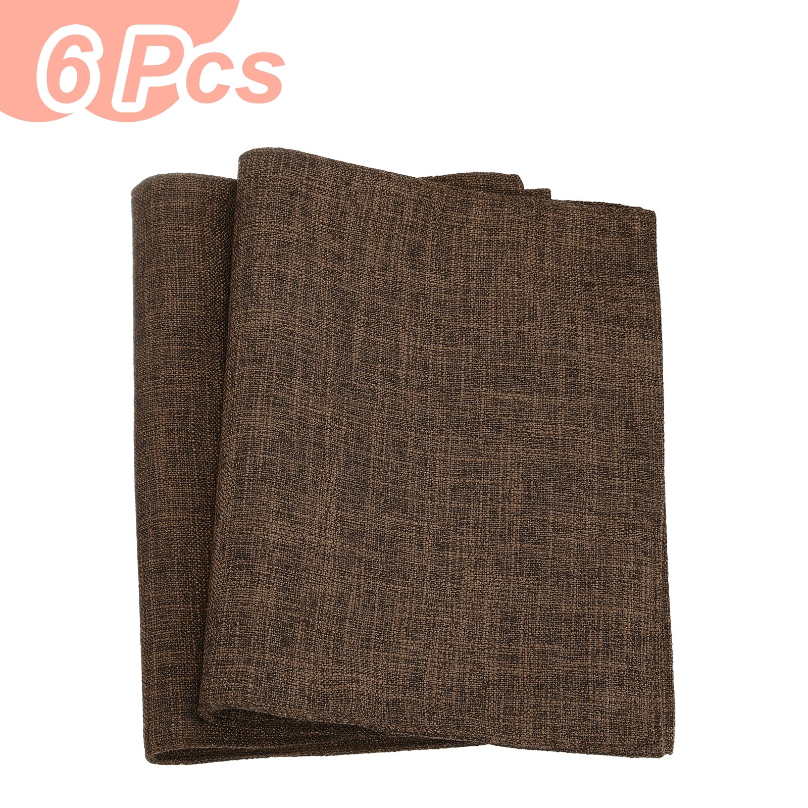 Uxcell 6pcs Linen Fabric Placemat 12" x 18" Polyester Rectangle Place Mats, Dark Brown