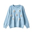 thumbnail image 4 of Enjoytime Long Sleeve Tops for Women Floral Knitted Crew Neck Pullover Sweater Fall Casual Plus Size Womens Clothing, 4 of 5