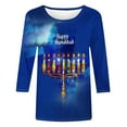 thumbnail image 5 of Mceream Hanukkah Womens 3/4 Sleeve Shirts Dressy Casual Plus Size Crewneck Tunic Tops Loose Fit Tees Red Blouses Business Casual Print 2025 Dressy Casual Spring Summer Outfits Vestido Para NiñAs L, 5 of 5