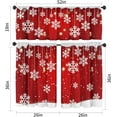 thumbnail image 2 of Christmas Kitchen Curtains and Valances Set of 3 - Red Snowflake Decor, Winter Xmas Short Curtain Set for Bedroom Holiday Decor 52x18Inch，26x36 Inch, 2 of 7