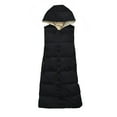 thumbnail image 4 of Long Puffer Vest for Women Sleeveless Hooded Solid Padded Zip Up Outerwear Coat with Pockets Black L, 4 of 4