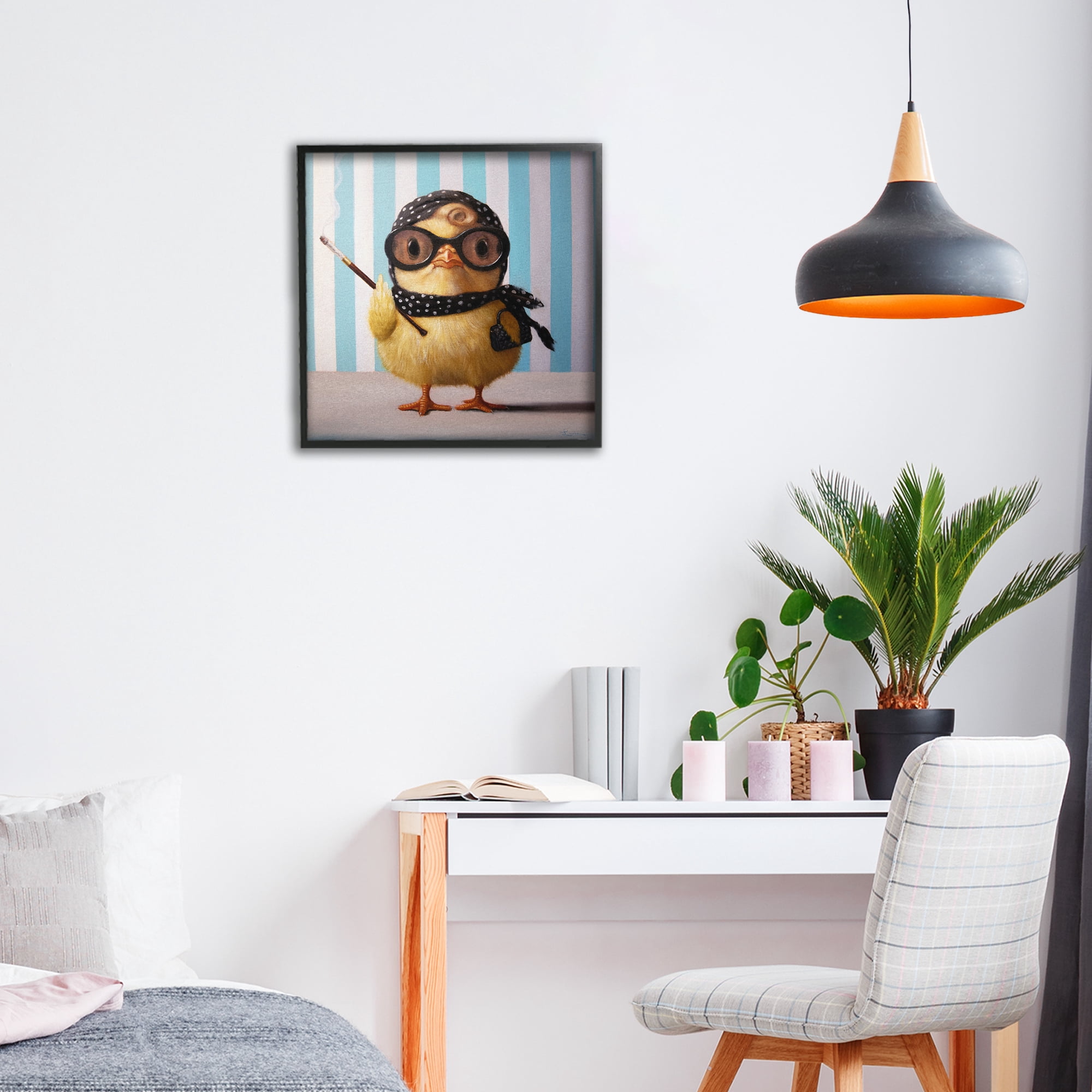 Stupell Industries Audrey Henburn Famous Chick Black Framed Giclee Art, design by Lucia Heffernan