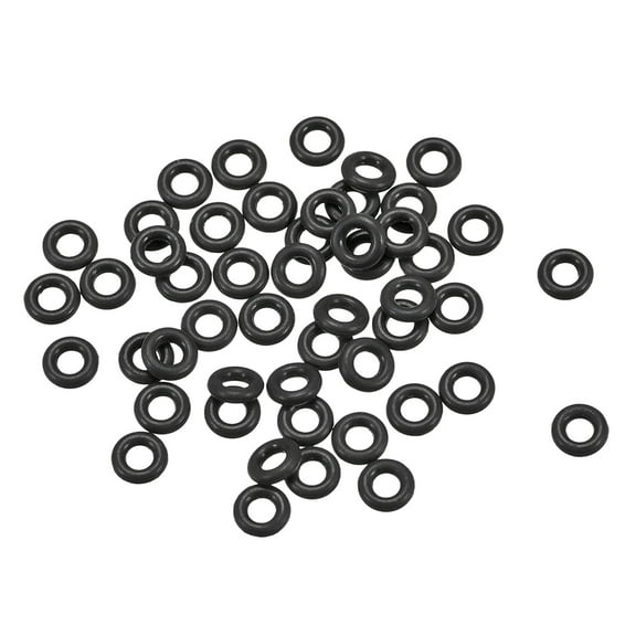 Uxcell Fluorine Rubber O Rings 4mm OD, 2mm Inner Diameter, 1mm Width, Seal Gasket Black 50Pcs