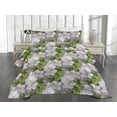 thumbnail image 2 of Ambesonne Jungle Boho Quilted Coverlet 3 Pcs, Spring Floral Pattern, Queen Size, Fern Green Pale Grey, 2 of 4