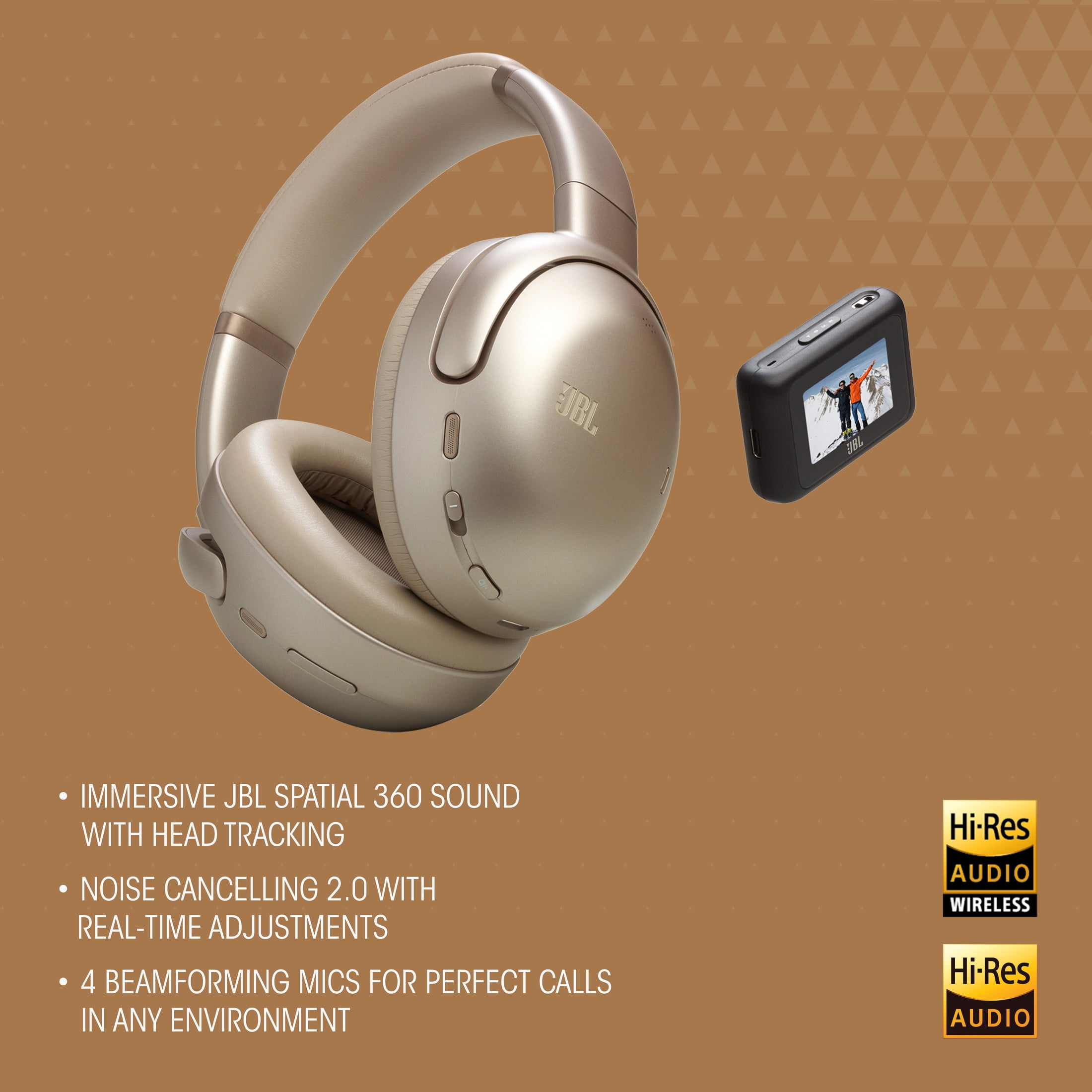 JBL Tour One M3 Smart Tx - Wireless over-ear Noise Cancelling headphones with Smart Transmitter, Hi-Res Audio (3.5mm or USB-C), Spatial 360 sound with Head Tracking & 70Hrs of Playback (Mocha)