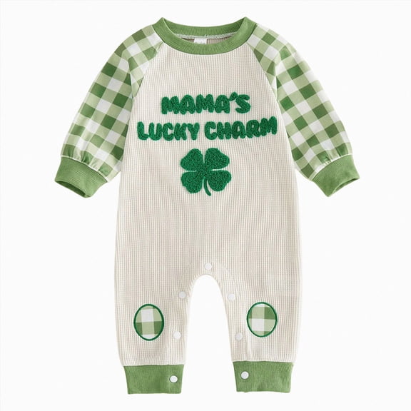 Gerichy Newborn Infant Baby Boy Girl St Patricks Day Outfit Cute Romper Bodysuit Long Sleeve Jumpsuit 0-18 Months