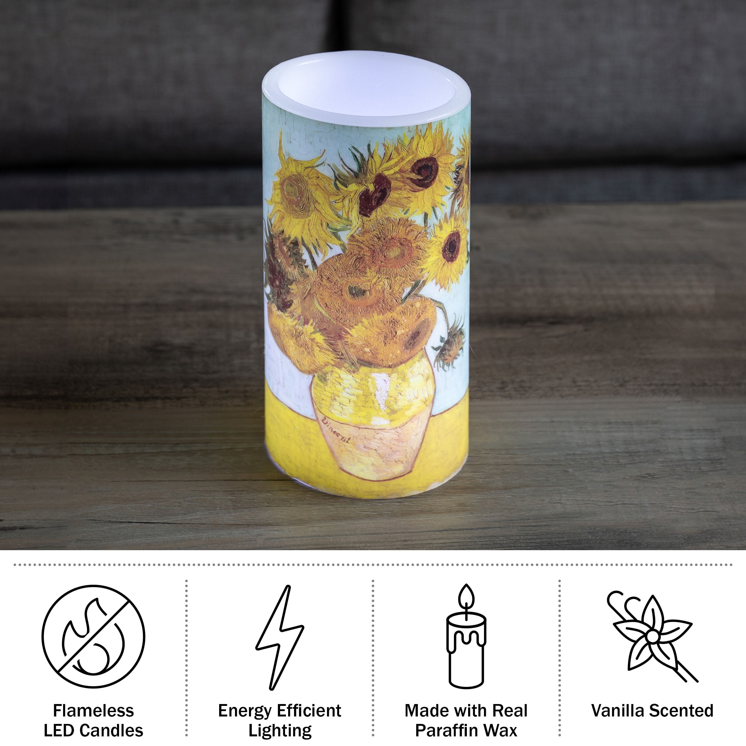 Lavish Home 2-Pack of Van Gogh Sunflowers Flameless Candles with Remote