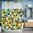 thumbnail image 6 of Pastoral Flowers No Hooks Shower Curtain with Snap-in Liner White Flowers Blue Leaf Yellow Back Shower Curtains for Bathroom, Waterproof, Easy Install, Washable 48"x72", 6 of 9