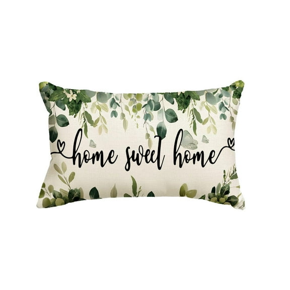 Eucalyptus Leaves Pillow Cover 12x20Inch,Seasonal Spring Summer Floral Pillow Cover With Zipper,Decorative Floral Linen Pillow Cover