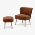 thumbnail image 3 of WestinTrends Genevieve Mid-Century Boucle Accent Chair with Ottoman Foot Stool Set, Rust Orange, 3 of 13
