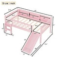 thumbnail image 4 of Twin XL Loft Bed with 3 Storage Shelves, Wood Lower Loft Bed with Warm LED Lights, Slide, Ladder, No Box Spring Needed, for Bedroom, Pink, 4 of 7