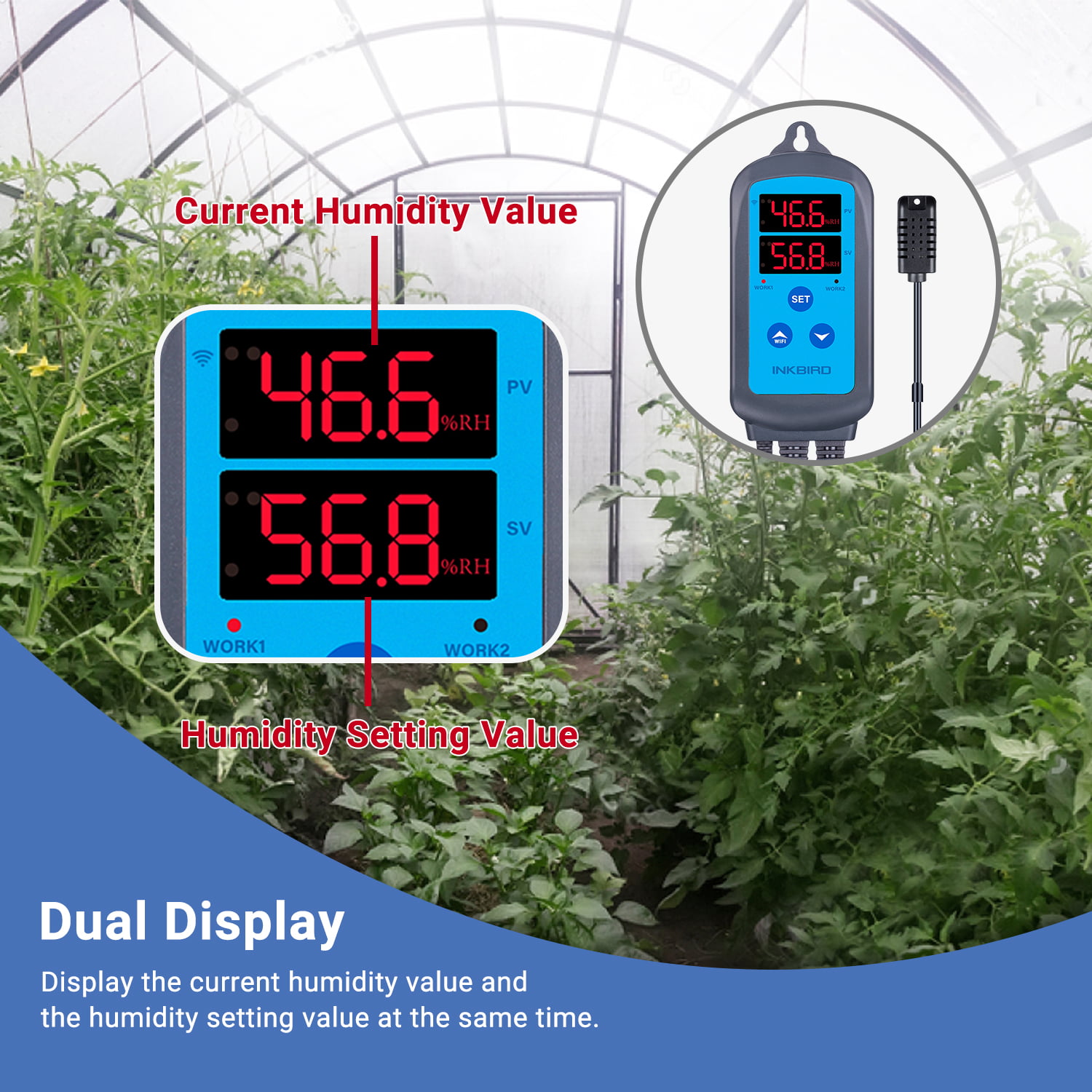 Inkbird Digital Wi-Fi Humidity Controller IHC-200-WIFI Dual Outlet Pre-Wired Humidistat for Mushroom Curing Meat Reptile Support Humidifier Dehumidifier iOS&Andriod - Walmart.com