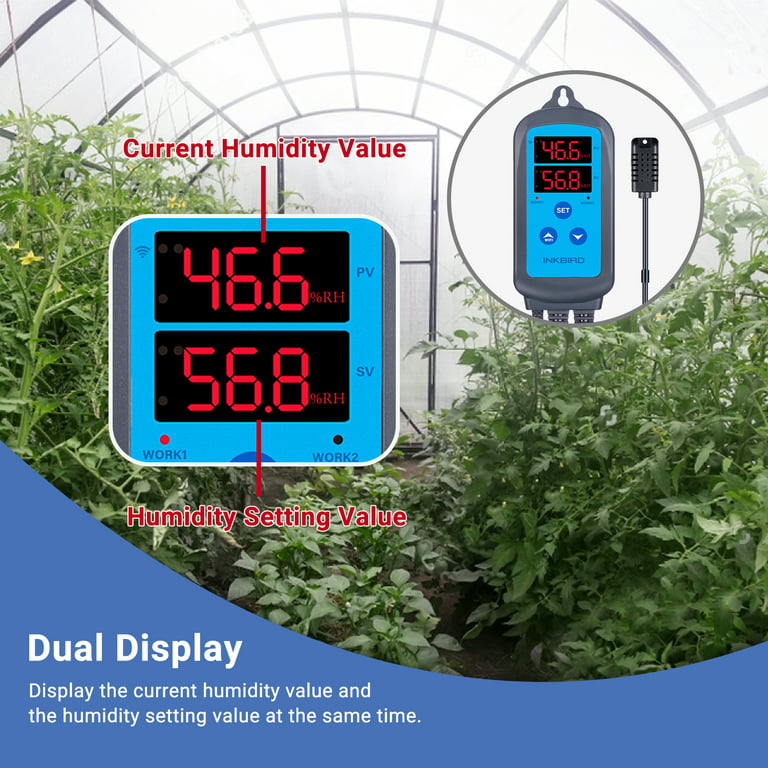 Inkbird Digital Wi-Fi Humidity Controller IHC-200 Dual Outlet Pre-Wired  Humidistat for Mushroom Growing Curing Meat Reptile Greenhouse Support