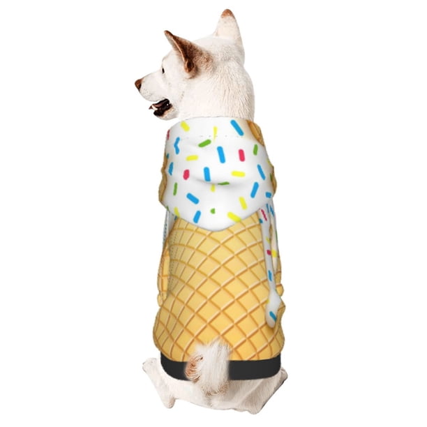 Balery White Ice Cream Sudadera con Capucha para Perros Pequeños – Ropa para Mascotas, Disfraz para Perros y Gatos, Ideal para Fiestas y Cosplay-Medium