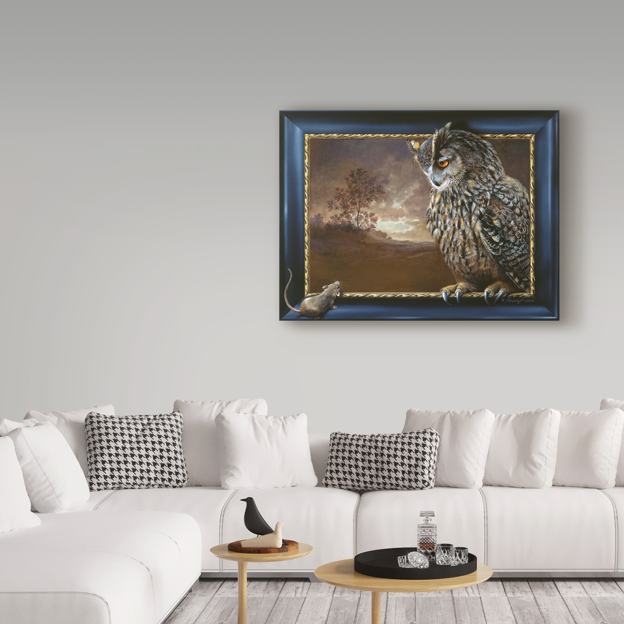 Trademark Fine Art 'Eagle Owl And Mouse' Canvas Art by Harro Maass