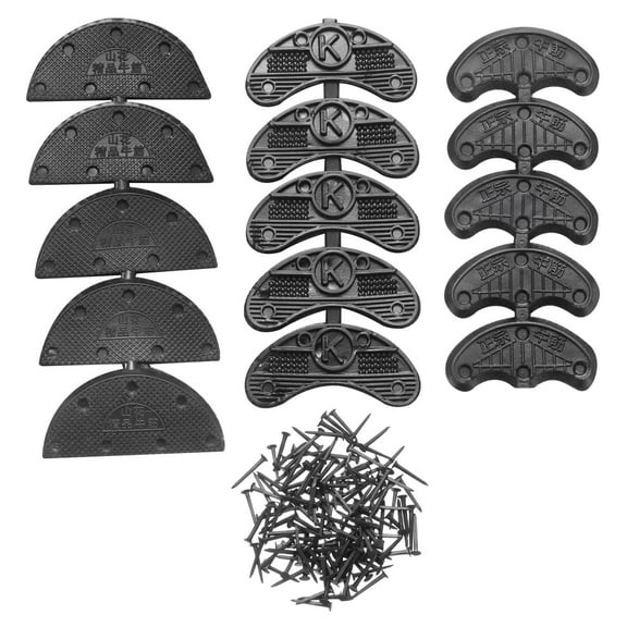 Uxcell 30pcs Heel Plates  Heel Taps Rubber  Repair Pad Replacement Set in 3 Sizes  with 150pcs 16mm Screws, Black