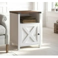 thumbnail image 5 of PetFurnishn Farmhouse End Table, Side Table, Nightstang, End Table with Barn Door and Shelf, Rustic Modern Bed Night Stand for Bedroom, Living Room-1-White, 5 of 10