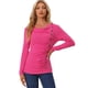 thumbnail image 1 of Top Acanalado Con Botones Y Mangas Largas Con Cuello Vuelto Para Mujer Rosa Fucsia XS, 1 of 5
