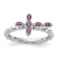 thumbnail image 4 of Auriga Fine Jewelry 925 Sterling Silver Rhodium-plated Created Ruby Cross Ring for Women Size- 8, 4 of 6