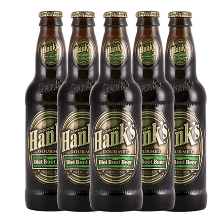 Hank's Genuine Gourmet Diet Root Beer, 12 fl oz Bottles – Premium Craft Soda with Rich, Creamy Flavor. - Zero Calories, Zero Carbs, Pack of 5