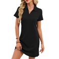 thumbnail image 2 of Women T Shirt Summer Dress Casual Business Mini Loose V-Neck Short Sleeve Dresses Black S, 2 of 10