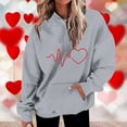 thumbnail image 2 of Plus Size Long Sleeve Hoodies for Women Fashion Crew Neck Unisex Sweatshirt with Pockets Casual Print Pullover Tops(Gray,XXL), 2 of 5