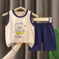 thumbnail image 2 of CAUYDY Toddler Baby 2-7T Little Boy Summer Pajamas Set Casual Wear for Baby Boys 2Pcs Adorable Print Sleeveless Shirt + Elastic Shorts 9-18M Kids Sleepwear (Sizes 18-24 Months,L4-Dark Blue), 2 of 4