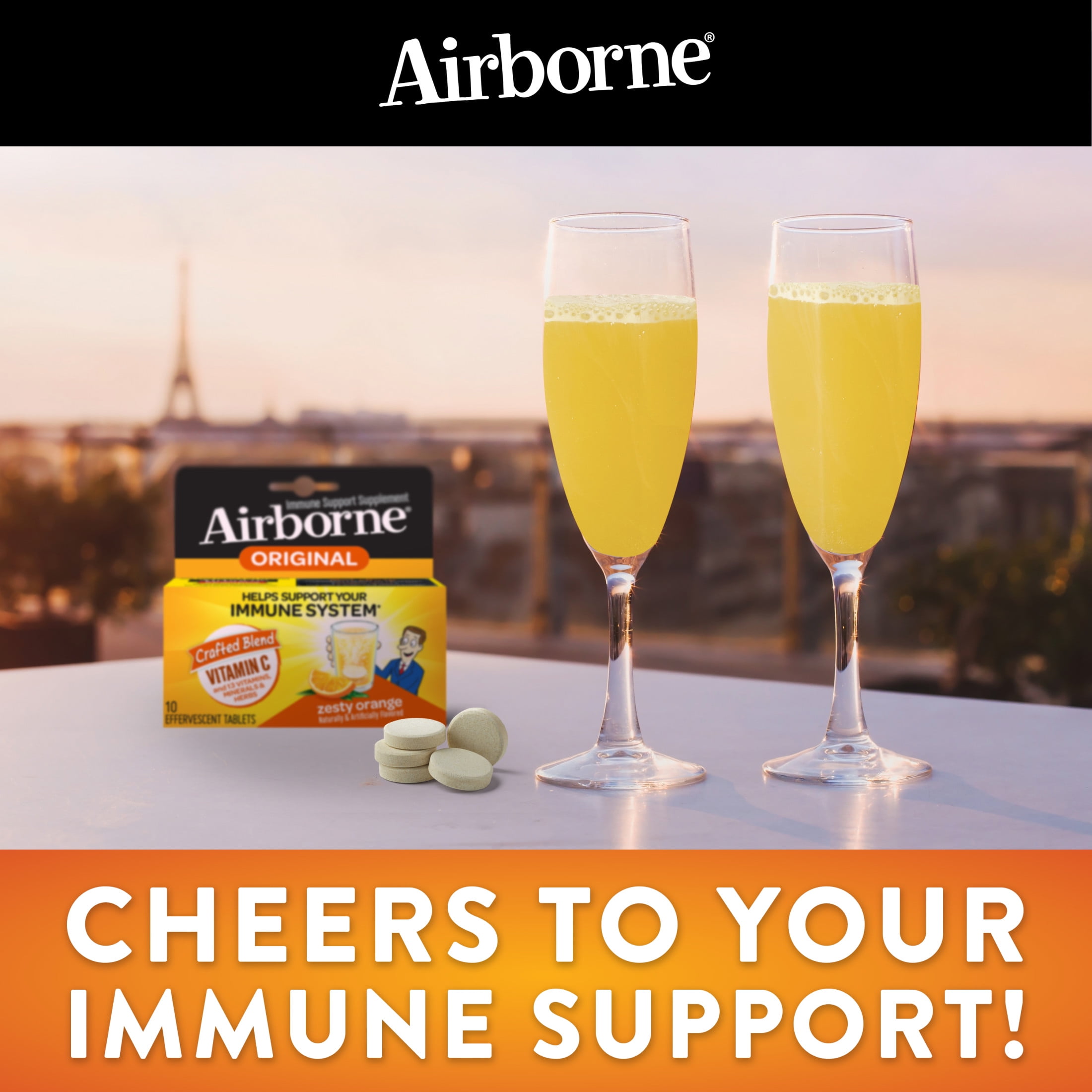 Airborne Vitamin C Effervescent Tablets, Zesty Orange - 20 ct