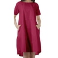 thumbnail image 5 of Moomaya Short Sleeve Dresses Plus Size Women Scoop Neck Mini Tunic Dress, 5 of 6