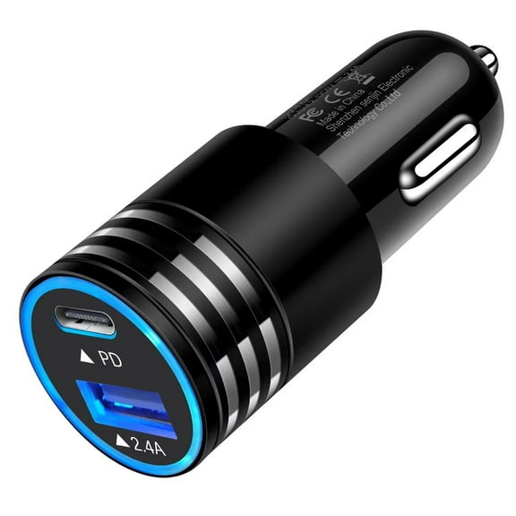 Usb C Car Charger,AILKIN 2.4A/PD18W Fast Charge Car Cigarette Lighter Socket Fast Charging Dual USB Car Charger Adapter,Black