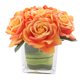 thumbnail image 1 of Fule Arreglo de centro de mesa de rosas de terciopelo artificial en jarrón para decoración del hogar y boda (naranja), 1 of 1