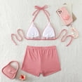 thumbnail image 6 of Two Piece Swimsuit for Women, 2 Piece Bathing Suits for Women, Bathing Suit for Women 2 Piece, Women's Gingham Plaid Swimsuits Bow Triangle Halter Shorts Bottoms Bikini Sets Bathing Suit, Pink L, 6 of 7