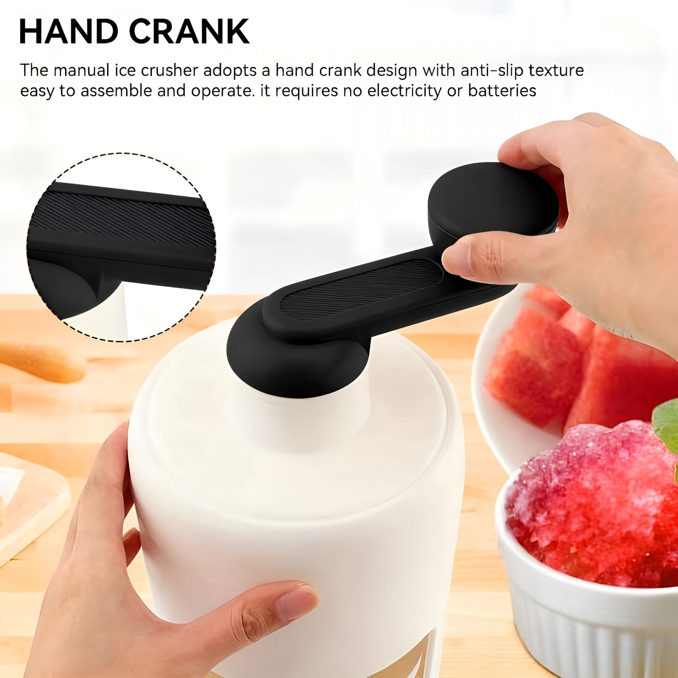 ACDANC Shaved Ice Mini Snow Cone Machine,Portable Countertop Ice Shaver with No Slip Base,No Electricity Needed,Ice Cup Included,Lightweight,Stainless Steel Blade