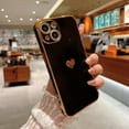 thumbnail image 6 of Love Heart Electroplated Nice Soft Slim TPU Case for Women Girls Compatible with iPhone Case (Black,iPhone 13 Pro Max), 6 of 11