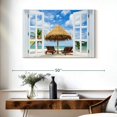 thumbnail image 3 of Elephant Stock Window To Paradise Beach Wall Art - Horizontal Canvas Wall Art - Living Room Wall Decor - Beach Canvas - White And Green Decor - 39" x 26", 3 of 8