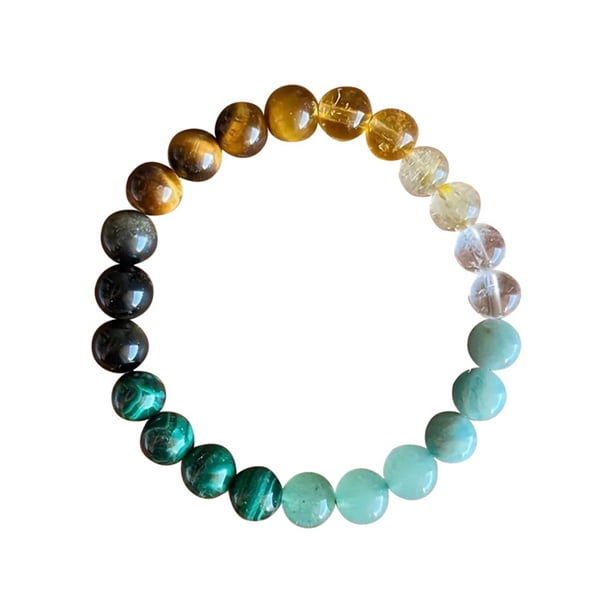 Pulsera de ojo de tigre Pulsera elástica con cuentas hecha a mano para hombre y mujer Pulsera verde para pareja