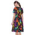 thumbnail image 2 of Bixox Robe d'Été à Manches Courtes pour Femmes Robe Ample Longueur Genou avec Poches-Chat Coloré, 2 of 7