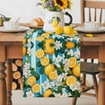 thumbnail image 5 of Burlap Table Runner 120 Inches Long, Summer Lemon Flowers Non-Slip Kitchen Table Runners for Dining Room Everyday Use Party Table Decorations Retro Green Blue Stripes, 5 of 9