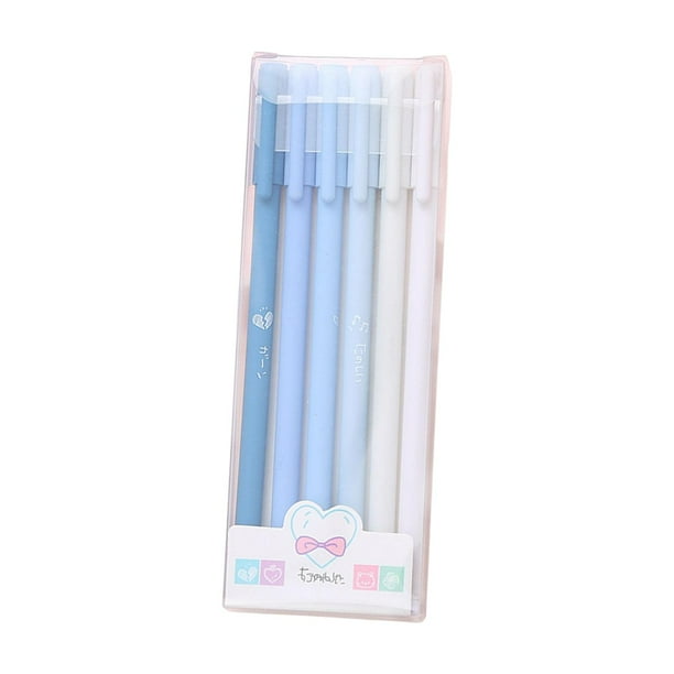 Juego de 6 bolígrafos de gel negro de 0,5 mm, material escolar y de oficina, regalo para niños. Azul