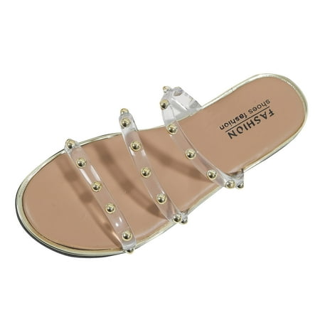 

Cathalem Women Slippers Fashion Summer New Pattern Roman Style Versatile Large Flat Bottom Comfortable Non Slip Beach Sandals Silver 40