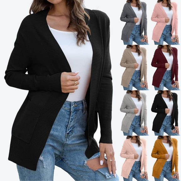 Dxzfnsa omen's Lightweight Button Down Cardigan Long Sleeve Casual Crew Neck Soft Knit Cardigans Sweater Tops Winter Clothing for Women S-2XL