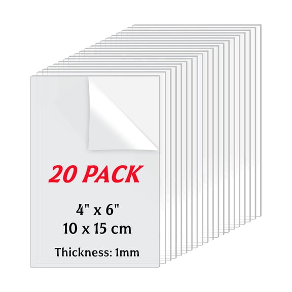 20 Pack Acrylic Sheets 4x6 inch - 0.043" Thick Clear Extruded Plexiglass Sheets for Crafts, Picture Frame, Projects Display & DIY