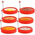 thumbnail image 1 of Anillo para huevos, paquete de 6 moldes para huevos fritos para sartén, moldes de silicona para panqueques, molde redondo para tortillas para cocinar huevos, 1 of 8