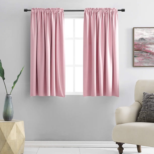 Cortinas Donren, color rosa, opacas, para habitación infantil, 107 x 115 cm, 2 paneles